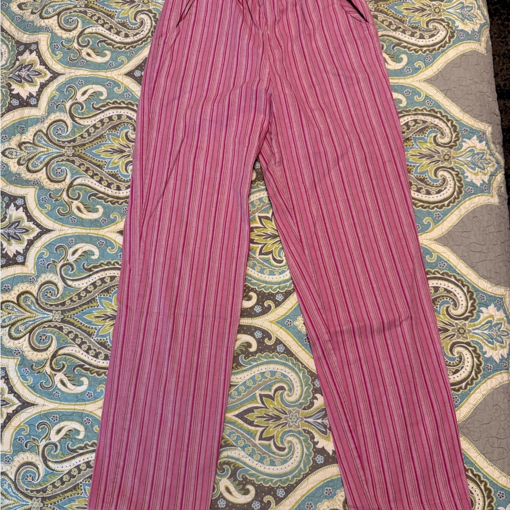 Vintage Pink Striped High Rise Pants